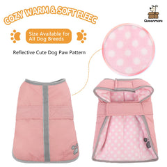 Queenmore dog winter coat back view highlighting full coverage and secure fit