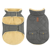 Queenmore dog winter coat front view with ultra-warm fleece lining for cold walks.