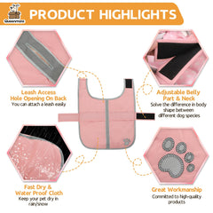 Queenmore dog winter coat side view with easy on/off design for quick outings