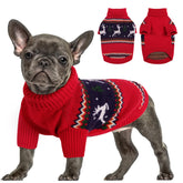 Queenmore knitted pullover dog sweater front view keeps small dogs warm on winter strolls.