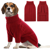 Queenmore large dog sweater front view offers cozy turtleneck warmth for winter walks.