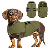 Queenmore large dog sweaters army green front view offers cozy warmth for chilly walks.