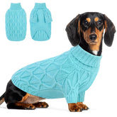Queenmore medium dog sweater Lake Blue front view offering cozy warmth for daily walks.