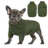 Queenmore small dog pullover Army Green front view keeps chilly dogs cozy.