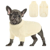 Queenmore small dog pullover sweater front view shows warm, cozy knit for chilly strolls.