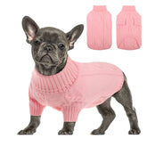 Queenmore small dog pullover sweater pink front view shows warm fit