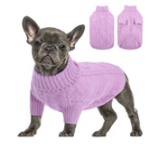 Queenmore small dog pullover sweater with turtleneck keeps pets warm on winter walks.