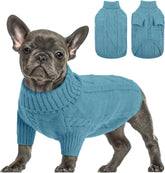 Queenmore small dog pullover sweater turtleneck provides snug warmth for winter walks.