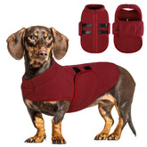 Queenmore small dog sweater burgundy fleece close-up showing soft texture and warmth.