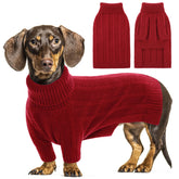 Queenmore small dog sweater red front view showcases cozy warmth for chilly outdoor walks this season.