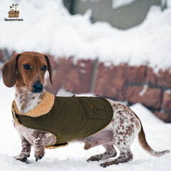 Queenmore warm coat green XL back view shows windproof design and plush lining
