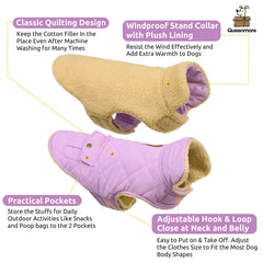 Queenmore warm dog coat back pocket shows convenient storage on outdoor adventures.