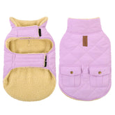 Queenmore Warm Dog Coat Lilac front view shows cozy fit and color accent