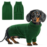 Queenmore XSmall Dog Sweater green, front view, cozy warmth for winter walks.