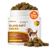 QUEPEYKI Anal Gland Chews bottle top for easy daily dosing and routine care.