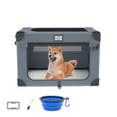 QUIBBLICK 30-Inch Soft Dog Crate with three doors for easy travel access.