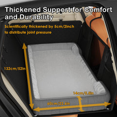 QUIBBLICK Backseat Pet Bed Mat in use on car seat provides cozy nap support.