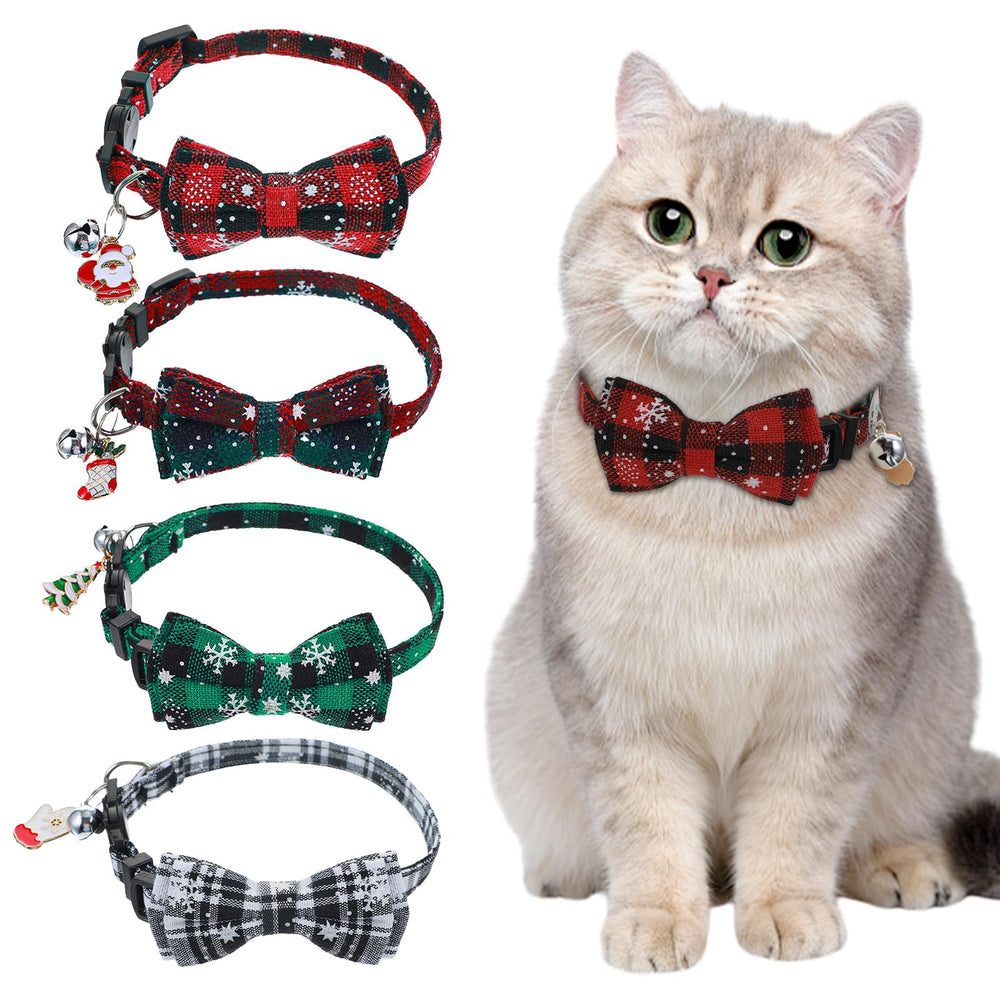 Quilax Christmas collar with red bow-tie and bell for holiday photos.