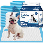 Quilocare 100-count dog pee pads pack shot for bulk training and care.