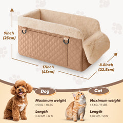 QUMY dog car seat soft-lining interior delivers cozy snuggle for anxious pups.