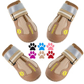 QUMY dog shoes adjustable strap closeup shows secure-fit feature for outdoor walks