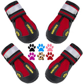 QUMY dog shoes with adjustable straps ensure a secure fit for all-weather walks.