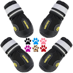 QUMY dog shoes overview highlight rugged outdoor protection for paws.
