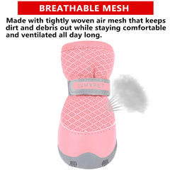 QUMY dog shoes pink size 2 mesh detail highlights breathable paw coverage during summer.