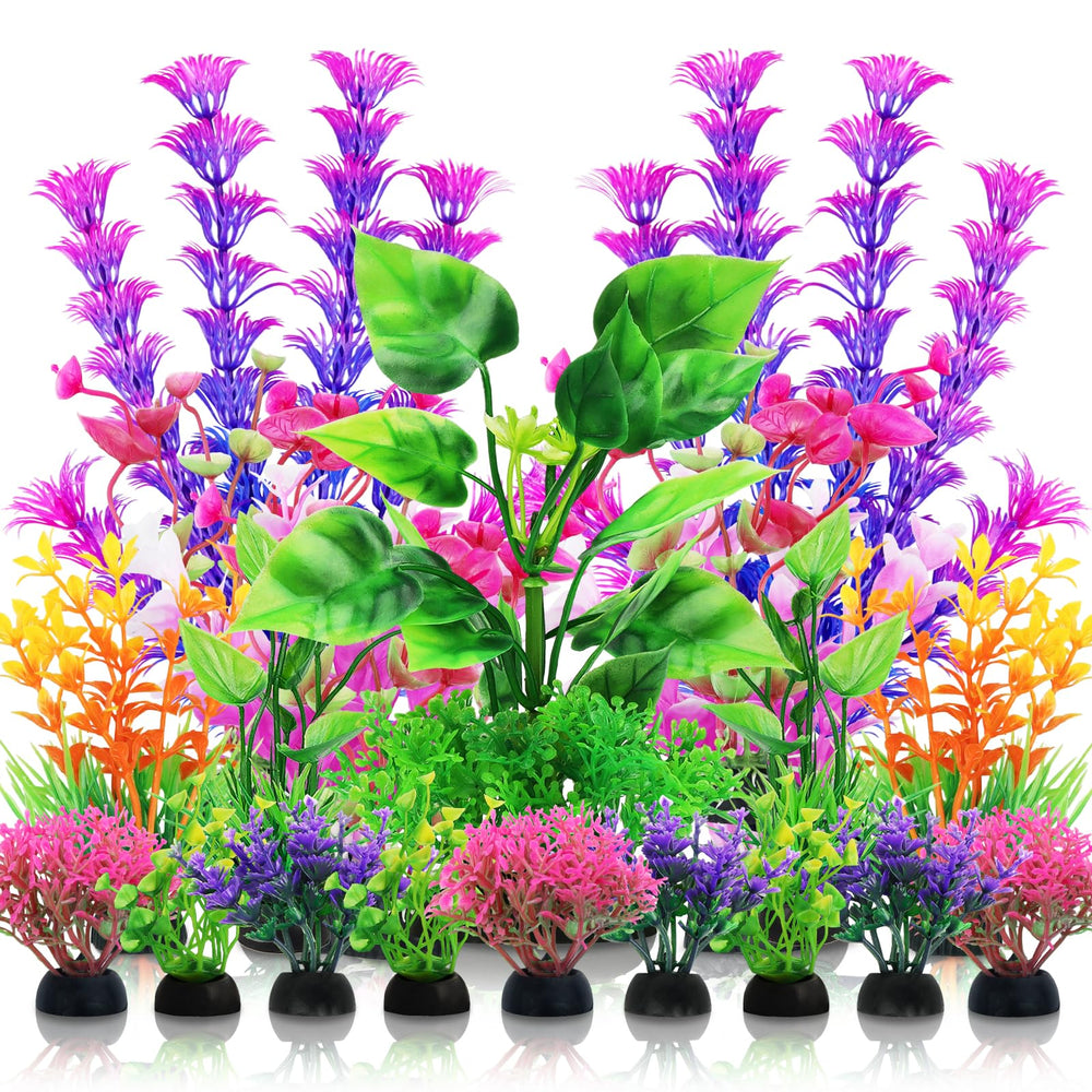 QUOZUO aquarium decor plants 20pcs green pink blue orange add vibrant color and hiding spots.