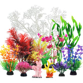 QUOZUO aquarium decorations plants multicolor greens and reds enhance tank aesthetics