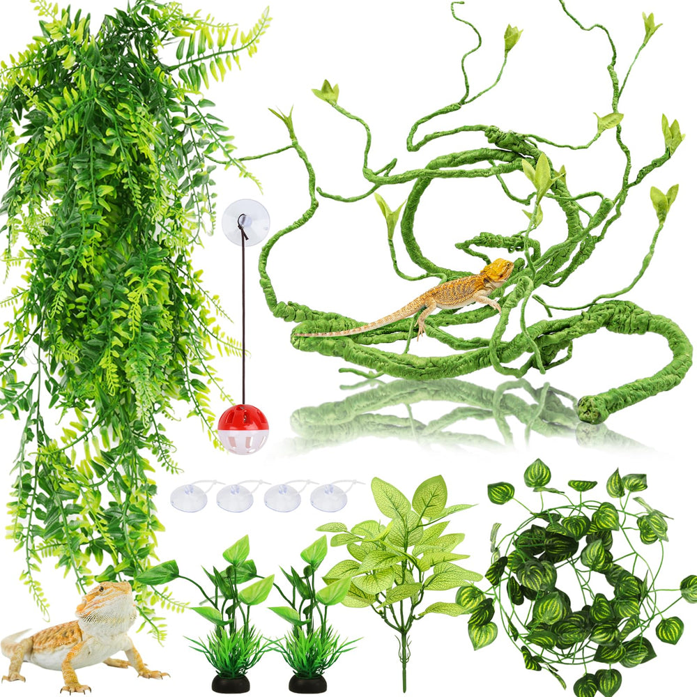 QUOZUO bearded dragon terrarium vine close-up, realistic enrichment for climbing