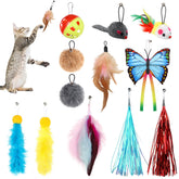 QUOZUO cat toy wand refill feathers entices hunting play for indoor cats.