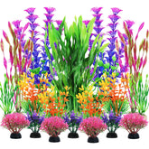 QUOZUO fish tank plants in green and purple add natural color and hiding spots.