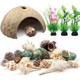 QUOZUO hermit crab coconut hut offers a natural hiding space for tank habitats.