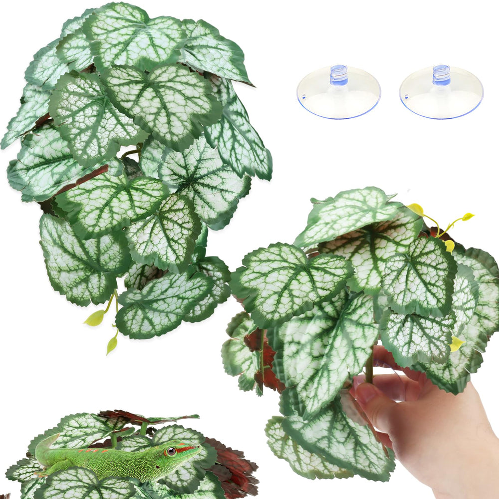 QUOZUO Reptile Plants hanging leaves with suction cups provide easy terrarium staging
