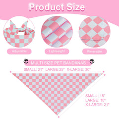 QUQULE dog bandana pink-blue plaid back view shows reversible design options