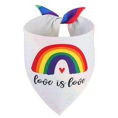 QUQULE Pride Bandana white side featuring love is love message for cute pet accessorizing.