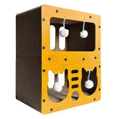 QUTUNI Cardboard Cat House – 2-tier design enhances scratching and lounging.