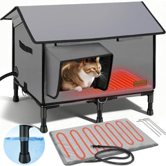 Qvamodo 6-Layer heated cat house exterior provides all-weather protection