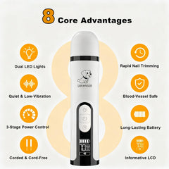 QVJFZUD Silent Groom Pro dog nail grinder with LED light enables safe at home nail care