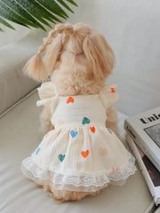QWINEE cute heart-pattern dress back view highlighting silhouette and ruffle trim.