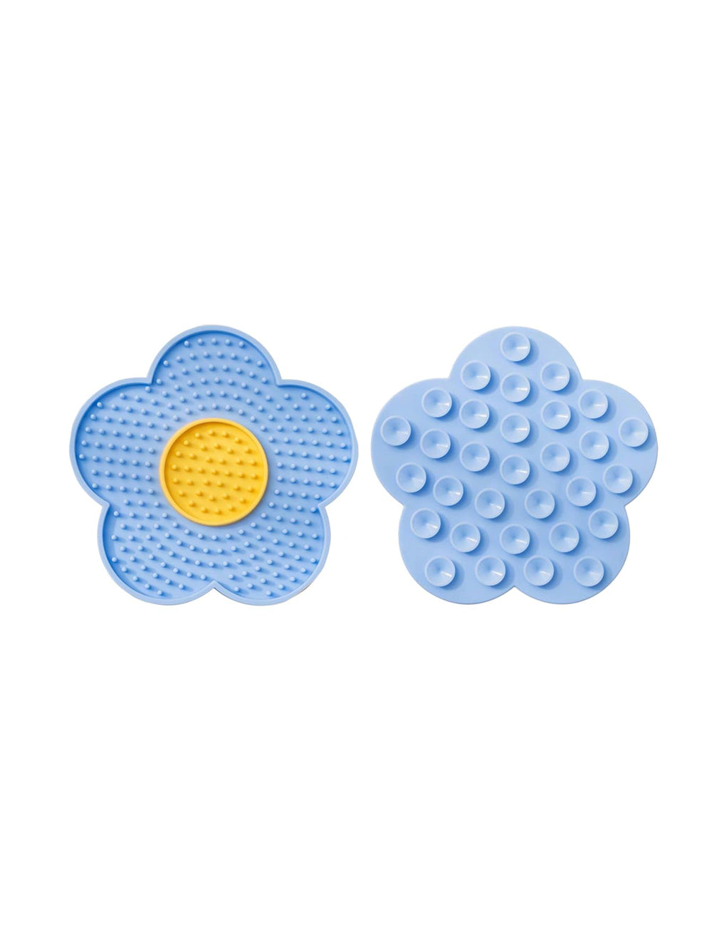 QWINEE lick mat for dogs, flower design in blue, supports portion control.