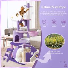 QWJORV purple-pink-white cat tower design adds stylish color to any room.