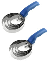 QWORK double sided curry comb blue front view for versatile grooming and shedding control