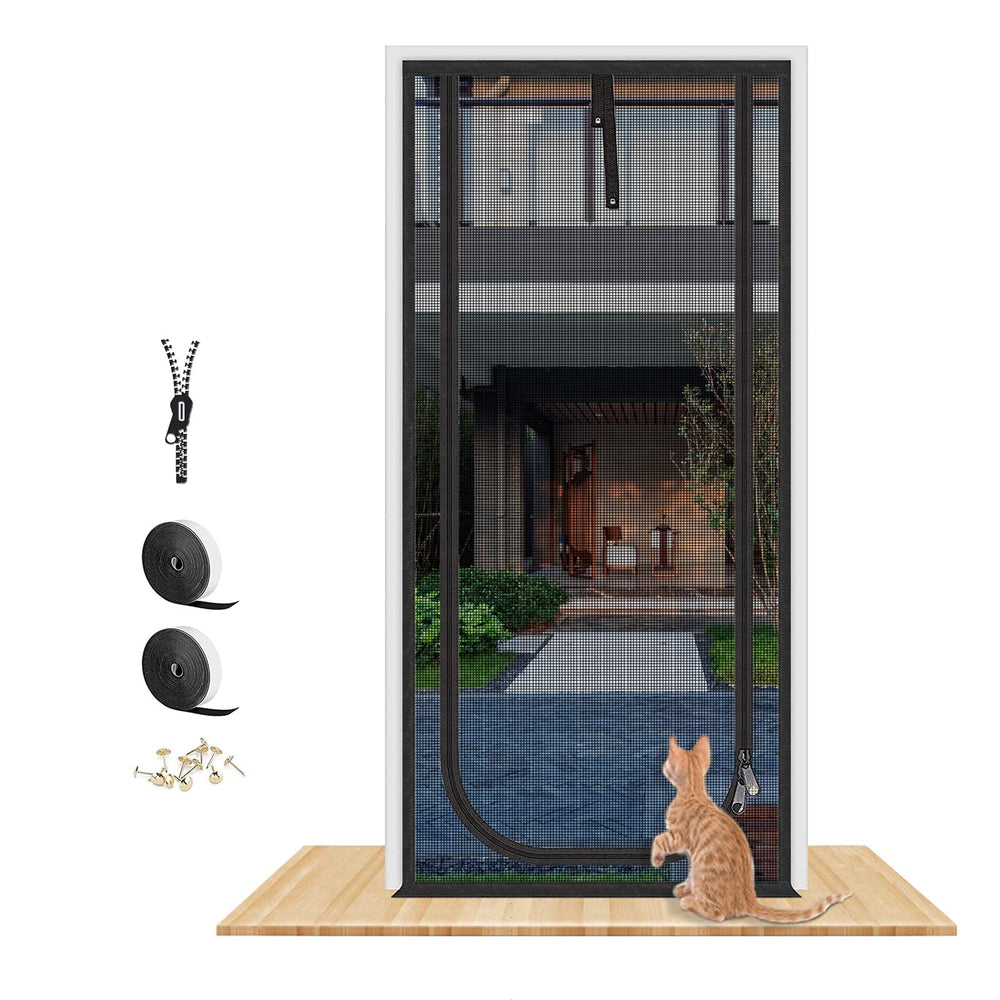 QWR Upgraded Pet Screen Door fits 34x83 openings for smooth pet access and airflow.