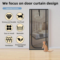 QWR U-type black screen door shows sturdy frame and reinforced stitching.