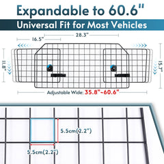 Rabbitgoo dog car barrier extended length reaches 60.6 inches for larger interiors.