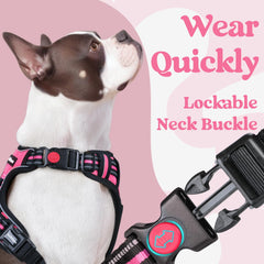 rabbitgoo dog harness rose pink quick-release buckles ease on and off