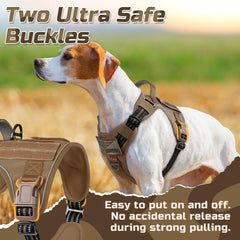 Rabbitgoo tactical dog harness side view shows MOLLE compatibility for gear