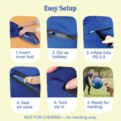 Race&Herd 30" XXL Herding Ball yellow dog in action during fetch